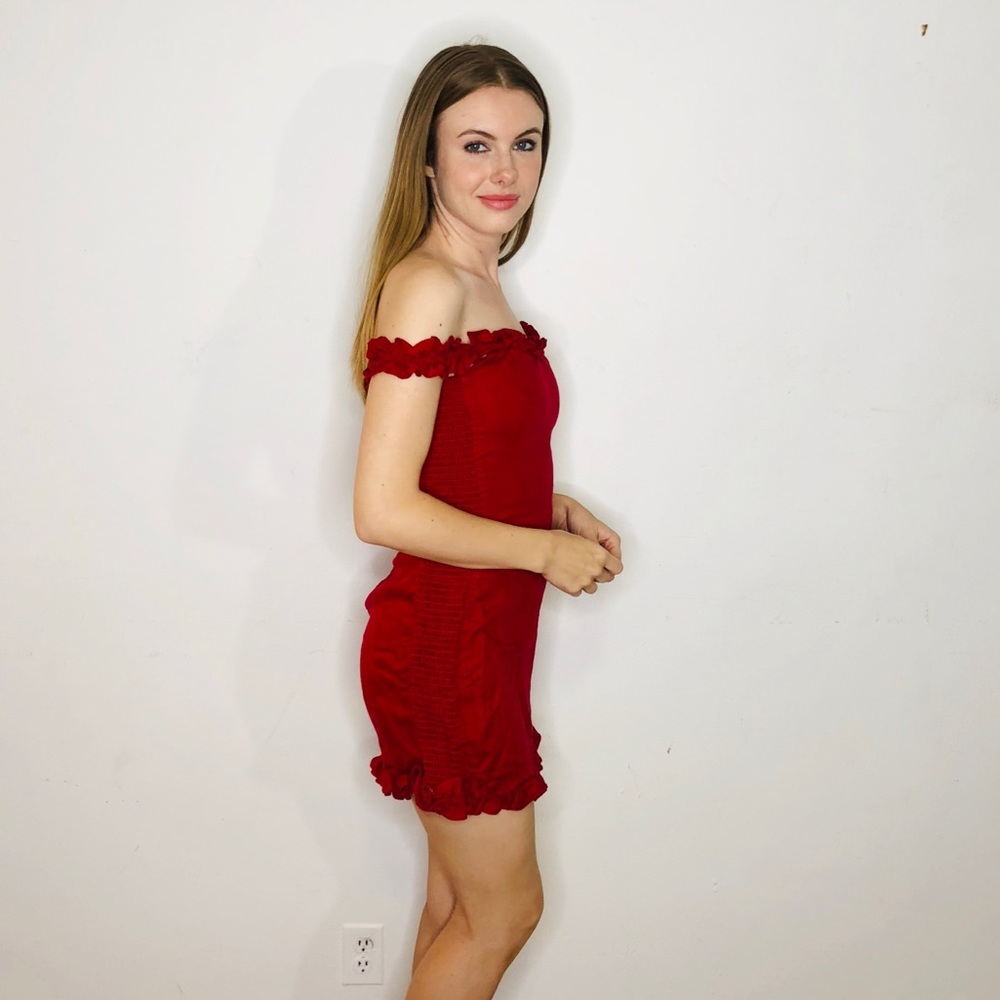REFORMATION BONITA RED RUFFLE MINI DRESS SOLD OUT - Picture 2 of 8